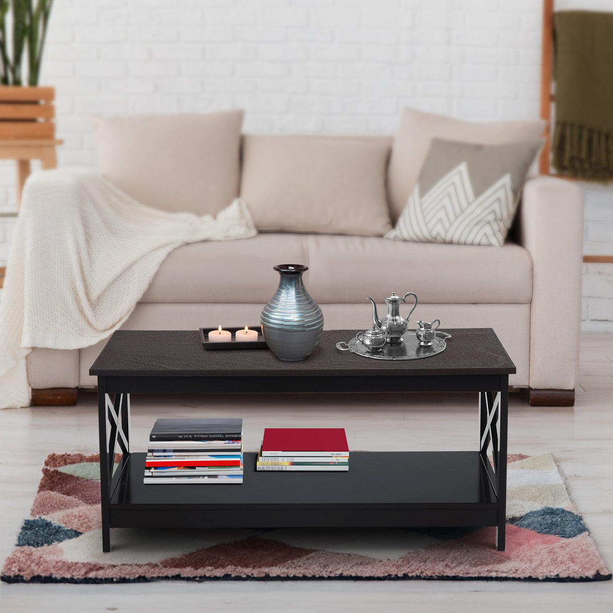 Sarantino Irene Black Cross Coffee Table