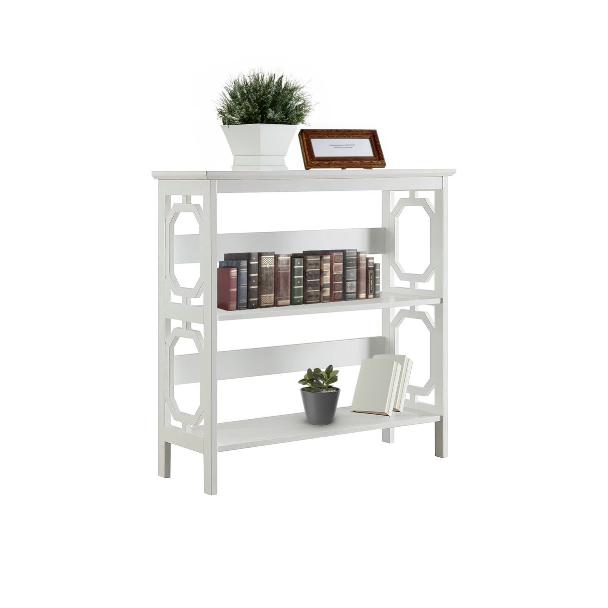 Sarantino Laurel 3-Tier Bookshelf Display Rack in White