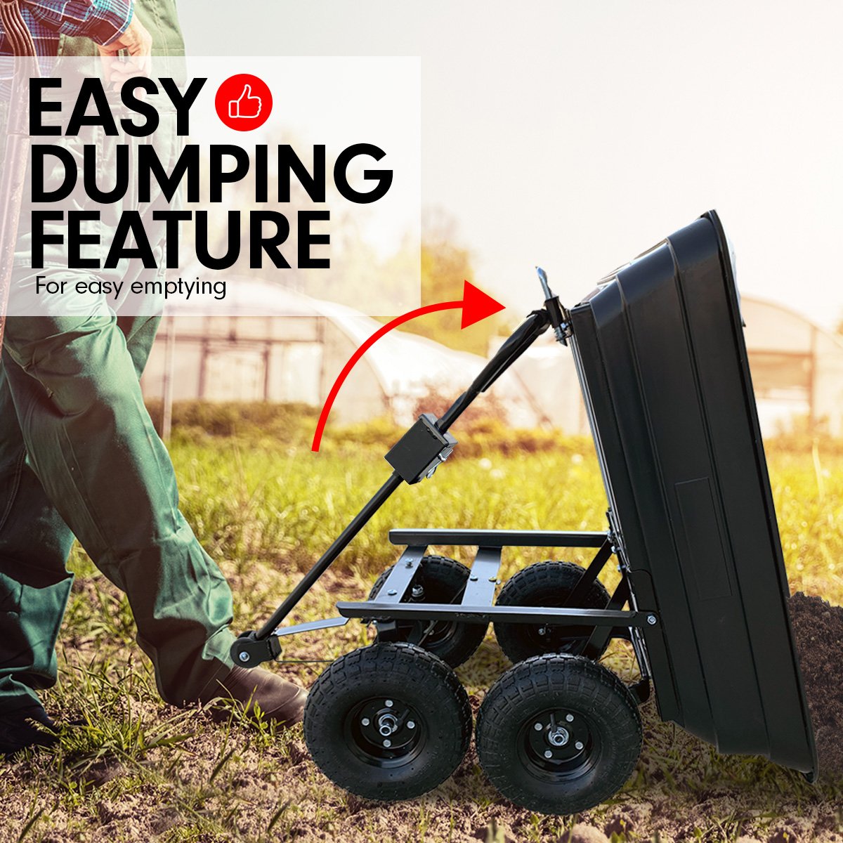 Garden Dump Cart Dumper Wagon Carrier Wheel Barrow 125L