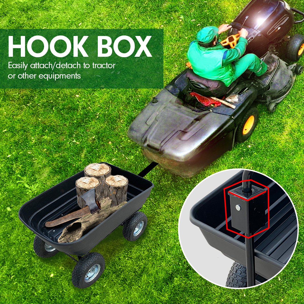 Garden Dump Cart Dumper Wagon Carrier Wheel Barrow 125L