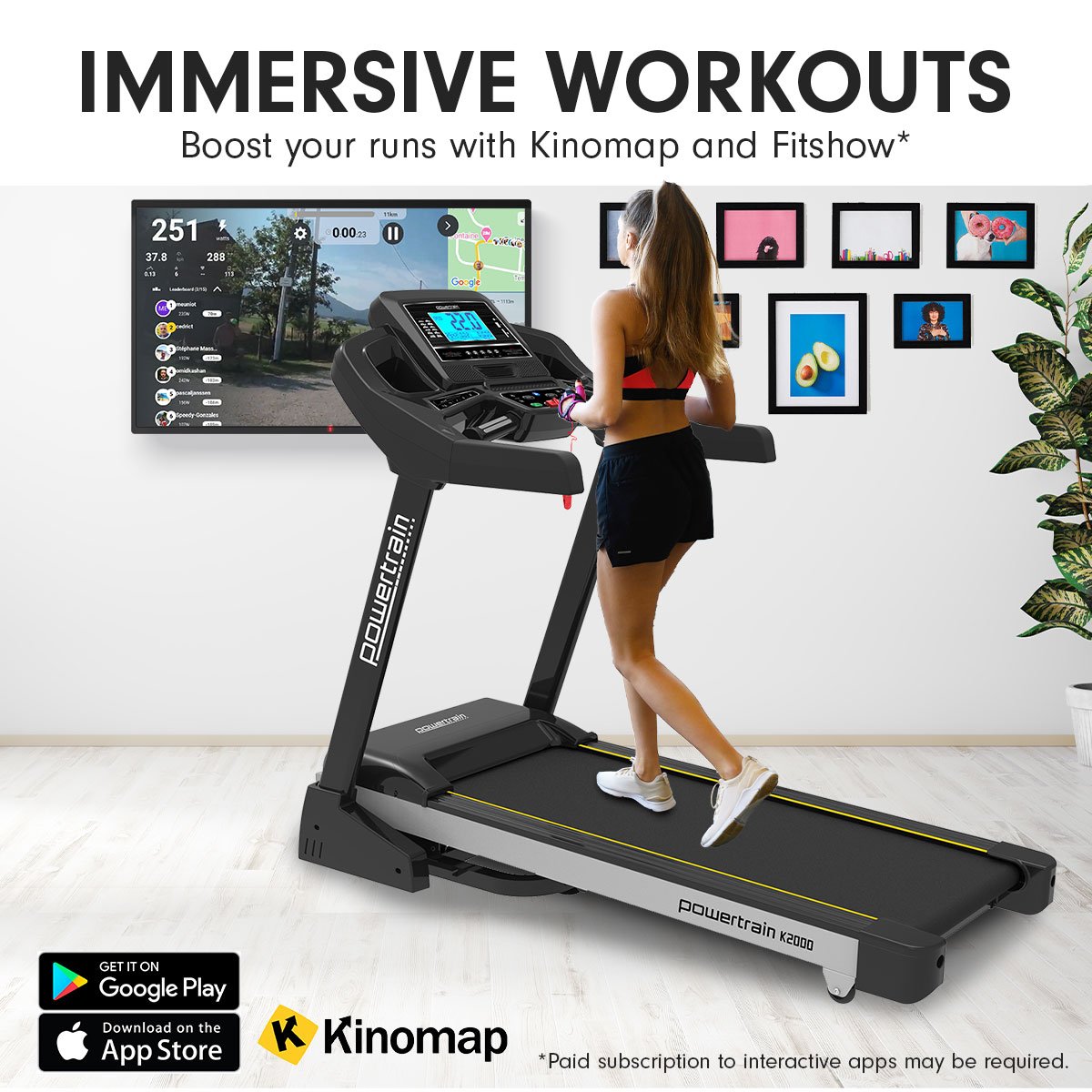 Powertrain 22km/h K2000 Treadmill Running Cardio Exercise w/ Fan & Auto Incline Speed