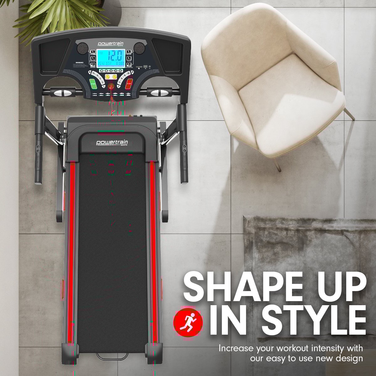 Powertrain K200 Electric Treadmill Folding Home Gym Running Machine