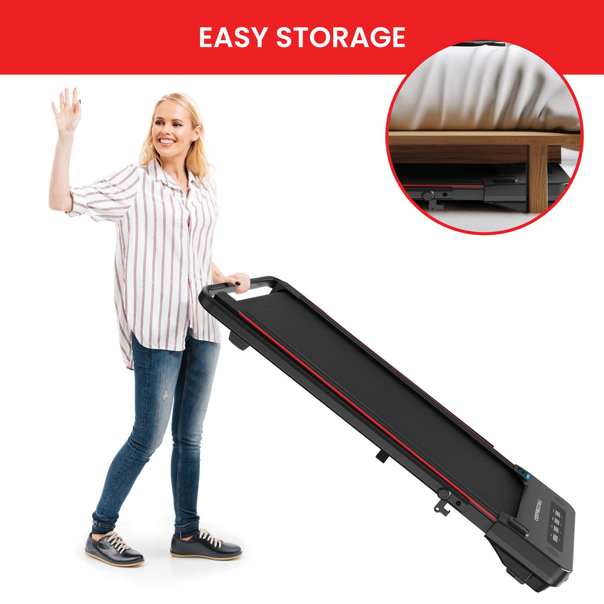 Powertrain K400 Electric Under Desk Treadmill Walking Pad Foldable Handrail