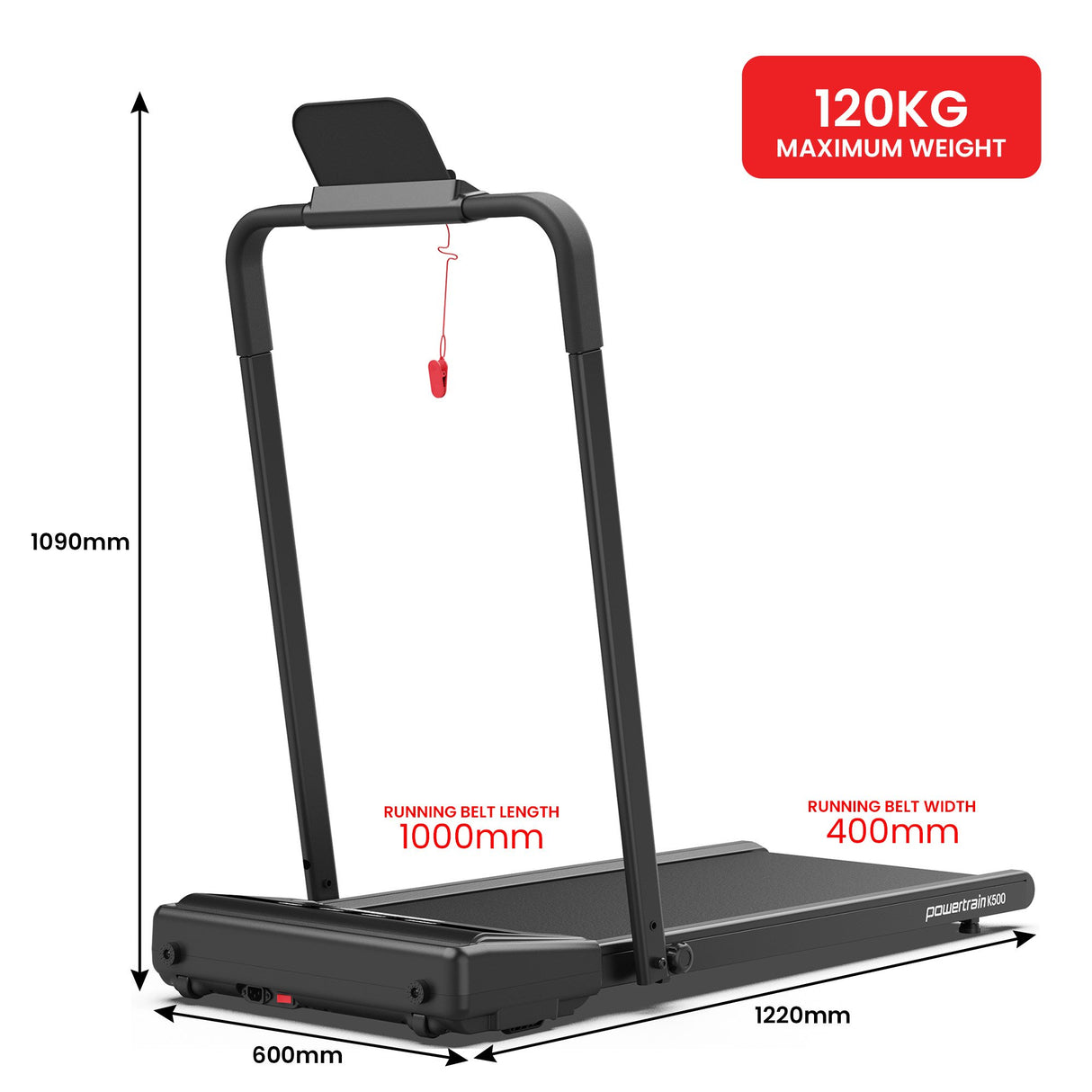 Powertrain K500 Walking Pad Treadmill 2 in 1 Foldable Walking & Running Machine w/2.5HP Motor D