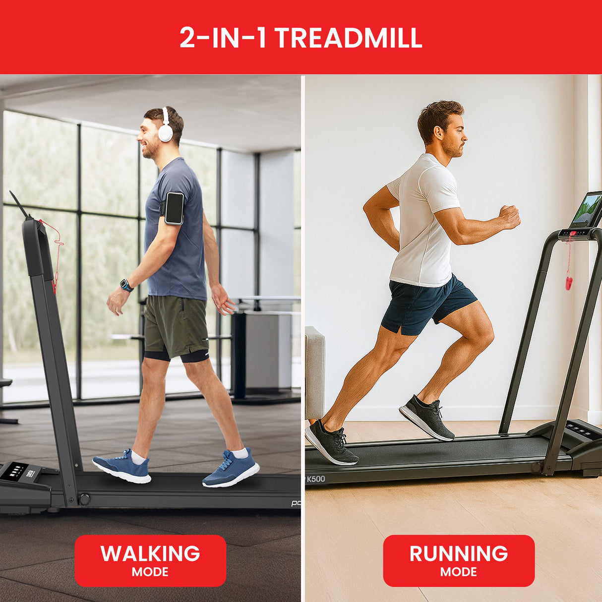 Powertrain K500 Walking Pad Treadmill 2 in 1 Foldable Walking & Running Machine w/2.5HP Motor D