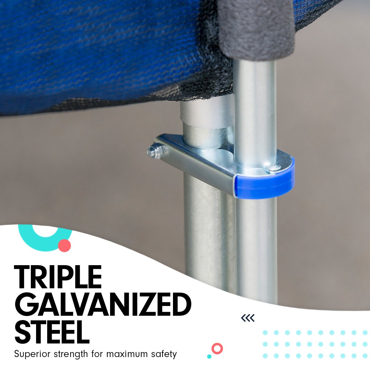 Kahuna 8 ft Outdoor Round Blue Trampoline for Kids and Children