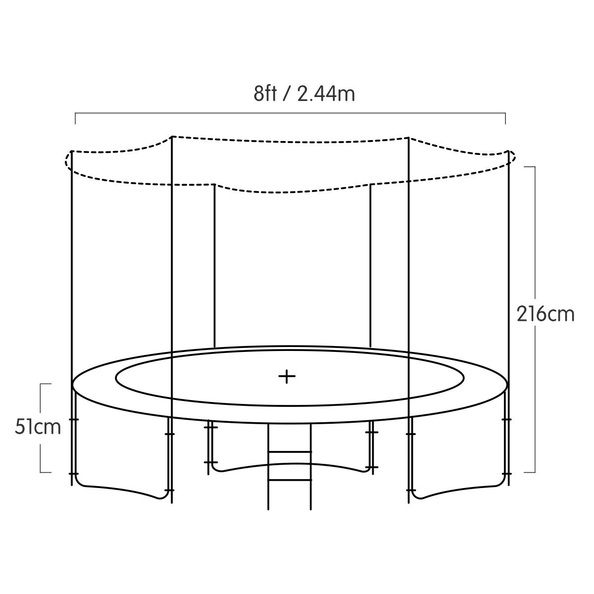 Kahuna 8 ft Outdoor Round Blue Trampoline for Kids and Children