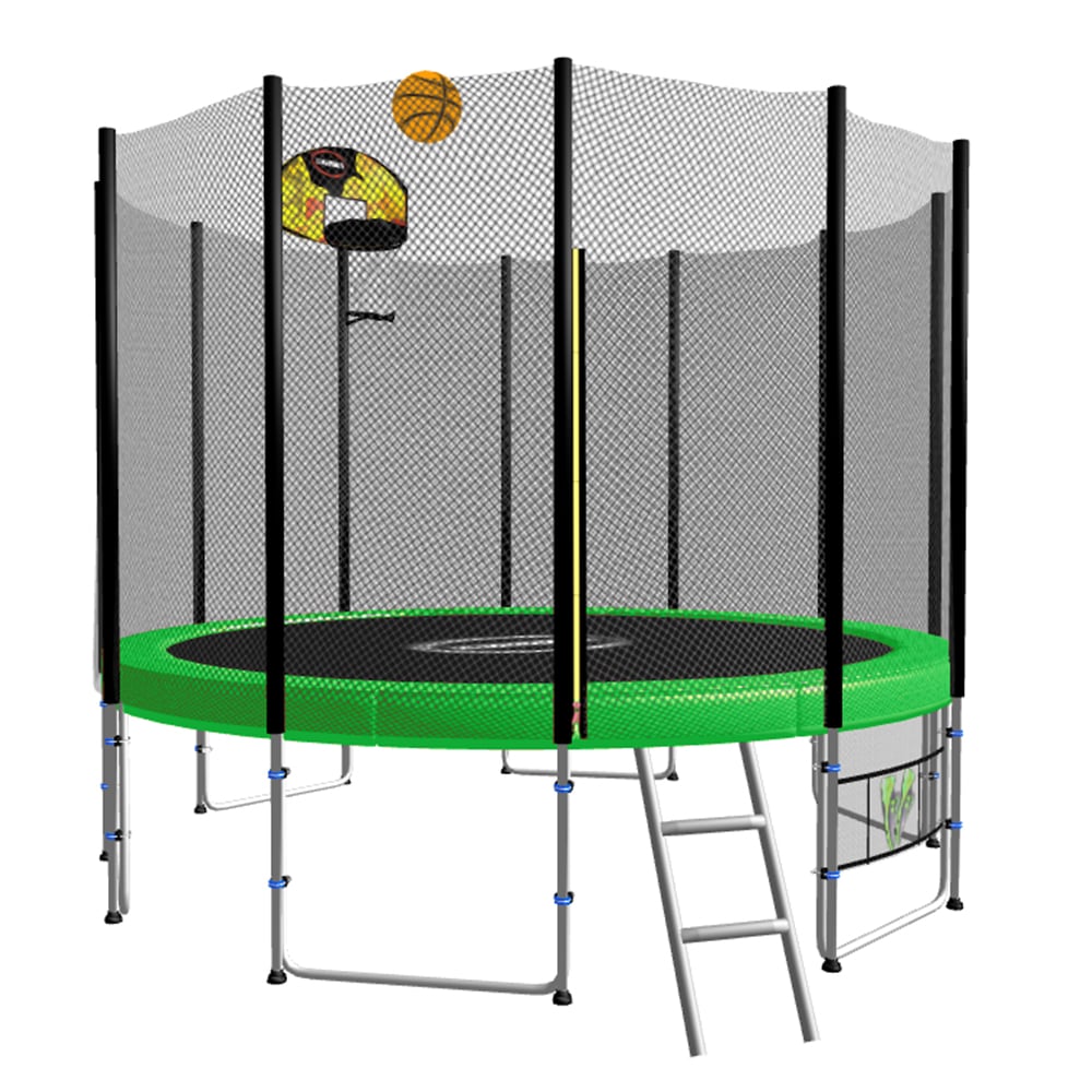 Kahuna Blizzard 8 ft Trampoline Green with Basketball Set