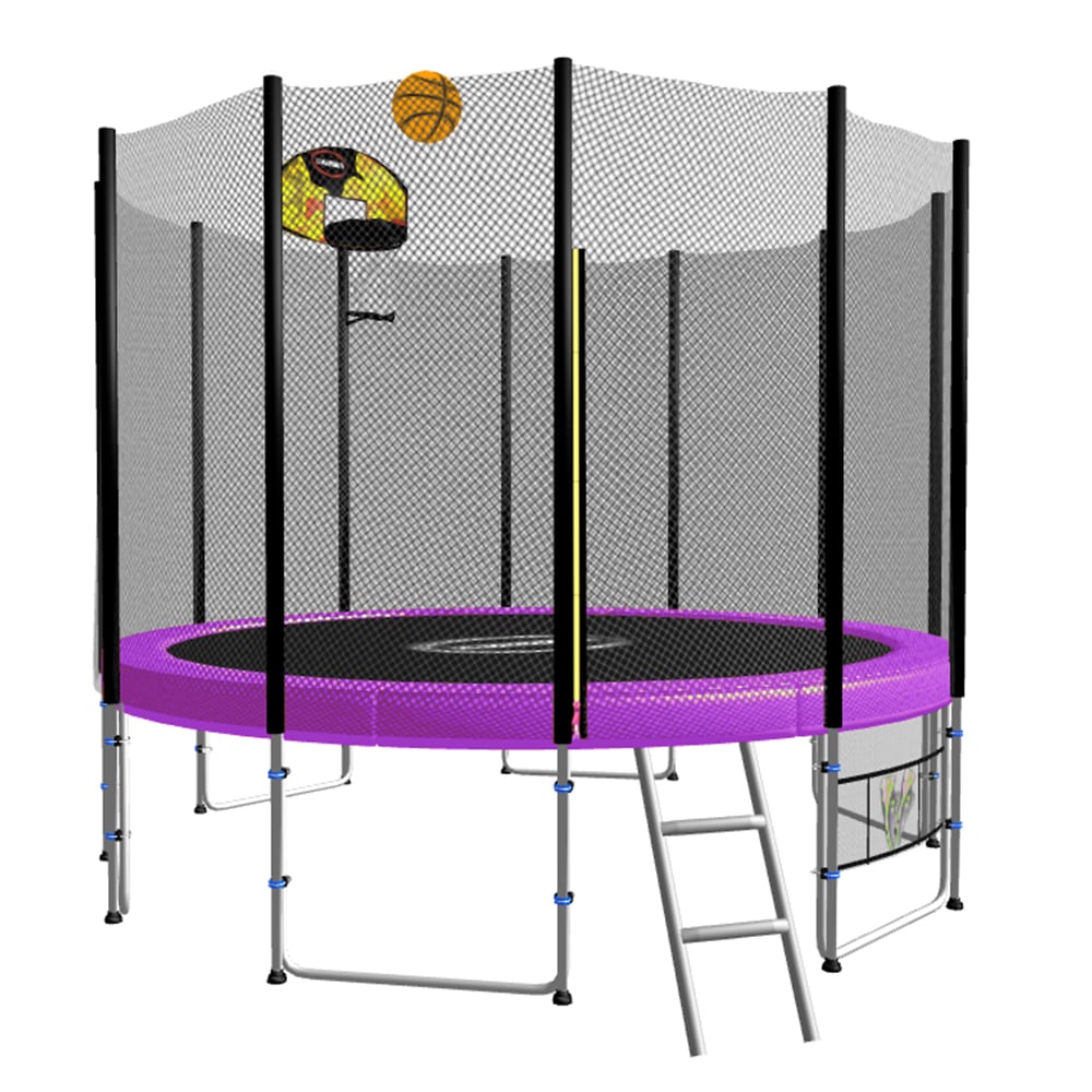 Kahuna Blizzard 8 ft Trampoline Green with Basketball Set Purple
