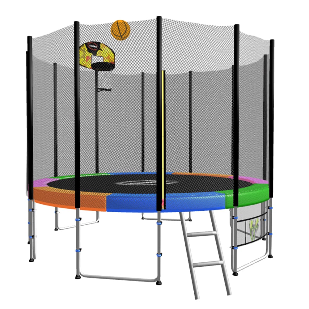 Kahuna Blizzard 8 ft Trampoline Rainbow with Basketball Set