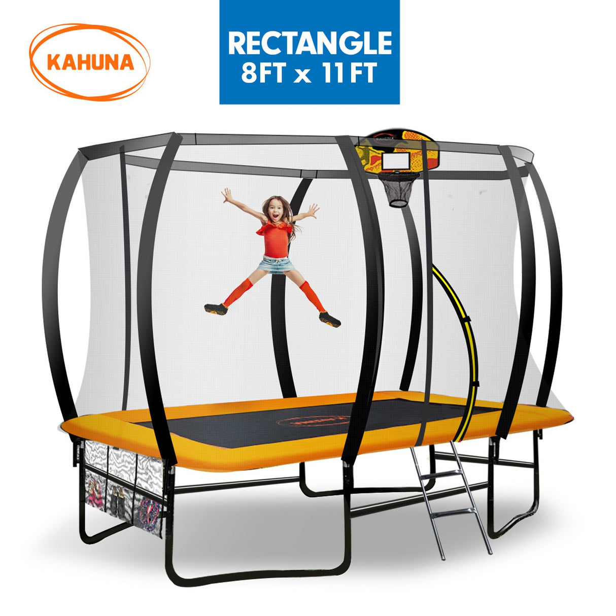 Kahuna Trampoline 8 ft x 11 ft Rectangular Outdoor Orange