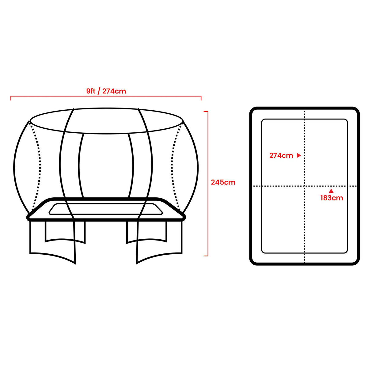 Kahuna 6 ft x 9 ft Rectangular Outdoor Trampoline - Orange
