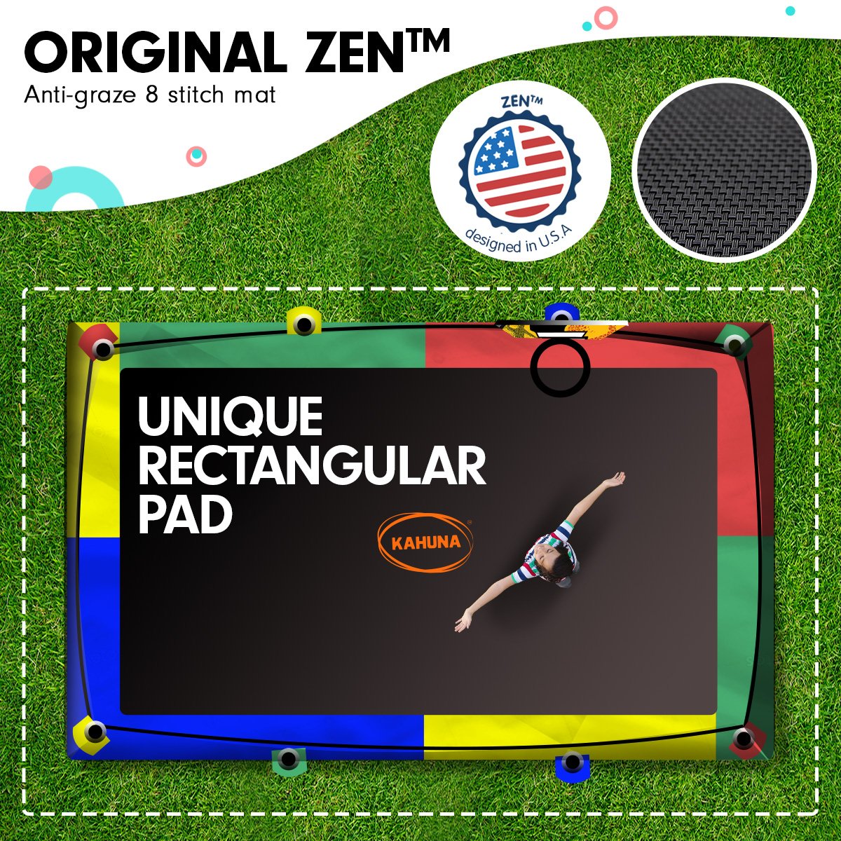 Kahuna Trampoline 8 ft x 11 ft Outdoor Rectangular Rainbow with Basketball Set