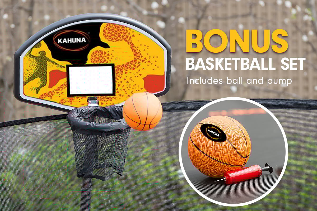 Kahuna Trampoline 8 ft with Basketball Set - Purple