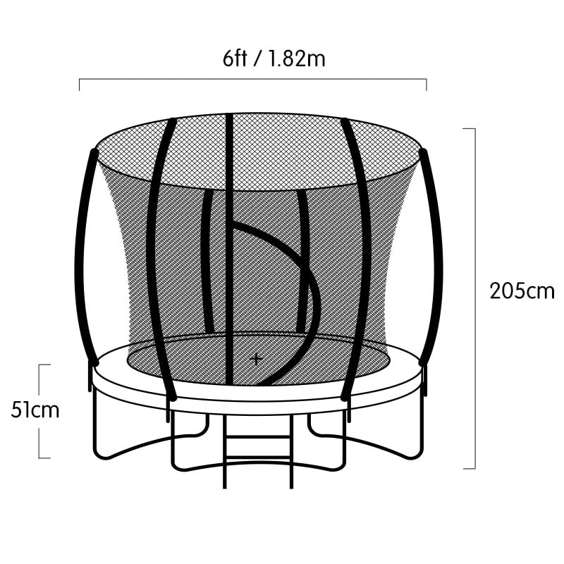 Kahuna Trampoline 6 ft with Basketball Set - Rainbow