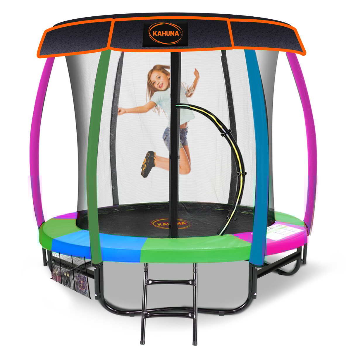 Kahuna Trampoline 6 ft with Roof - Rainbow