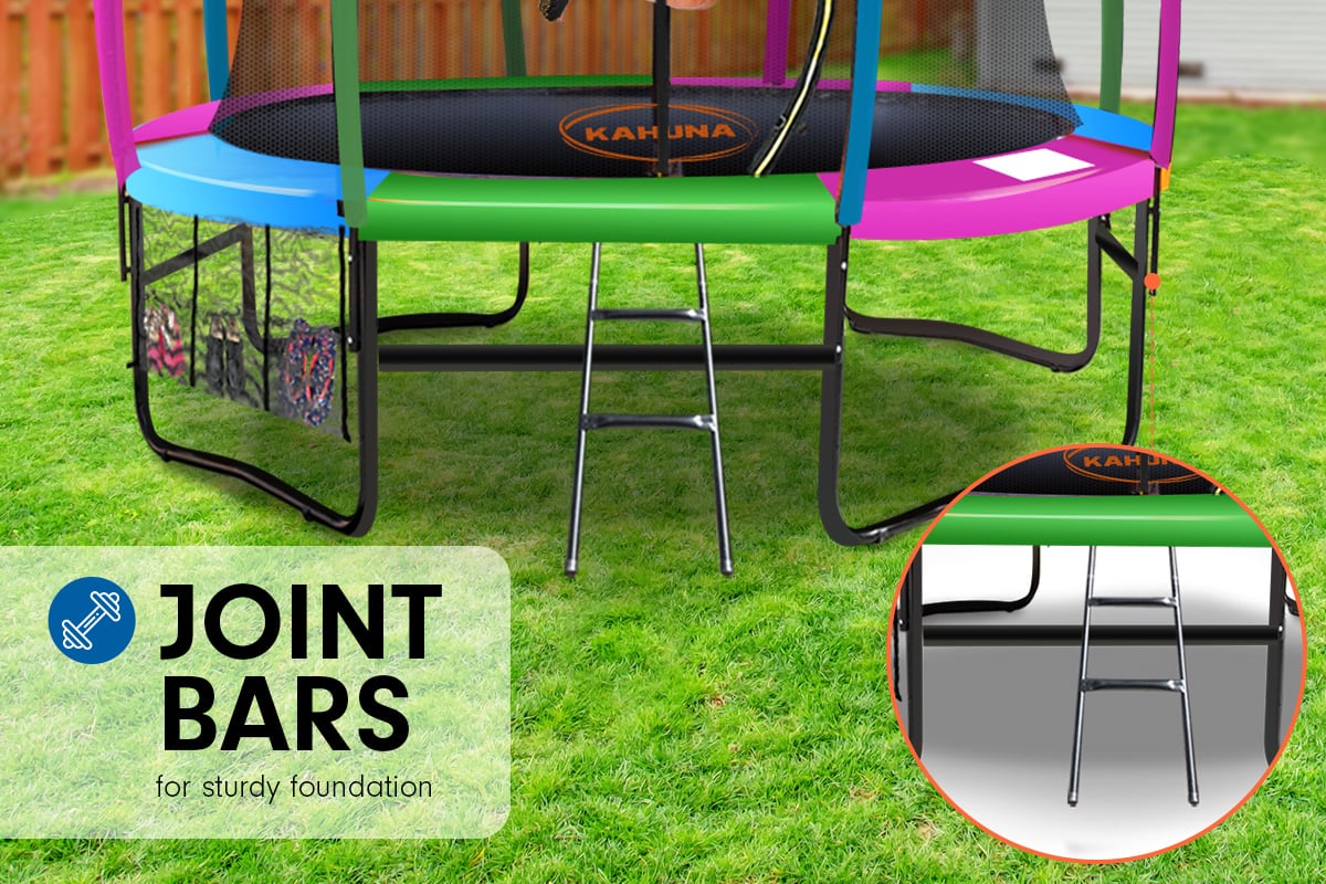 Kahuna Trampoline 10 ft with Roof - Rainbow
