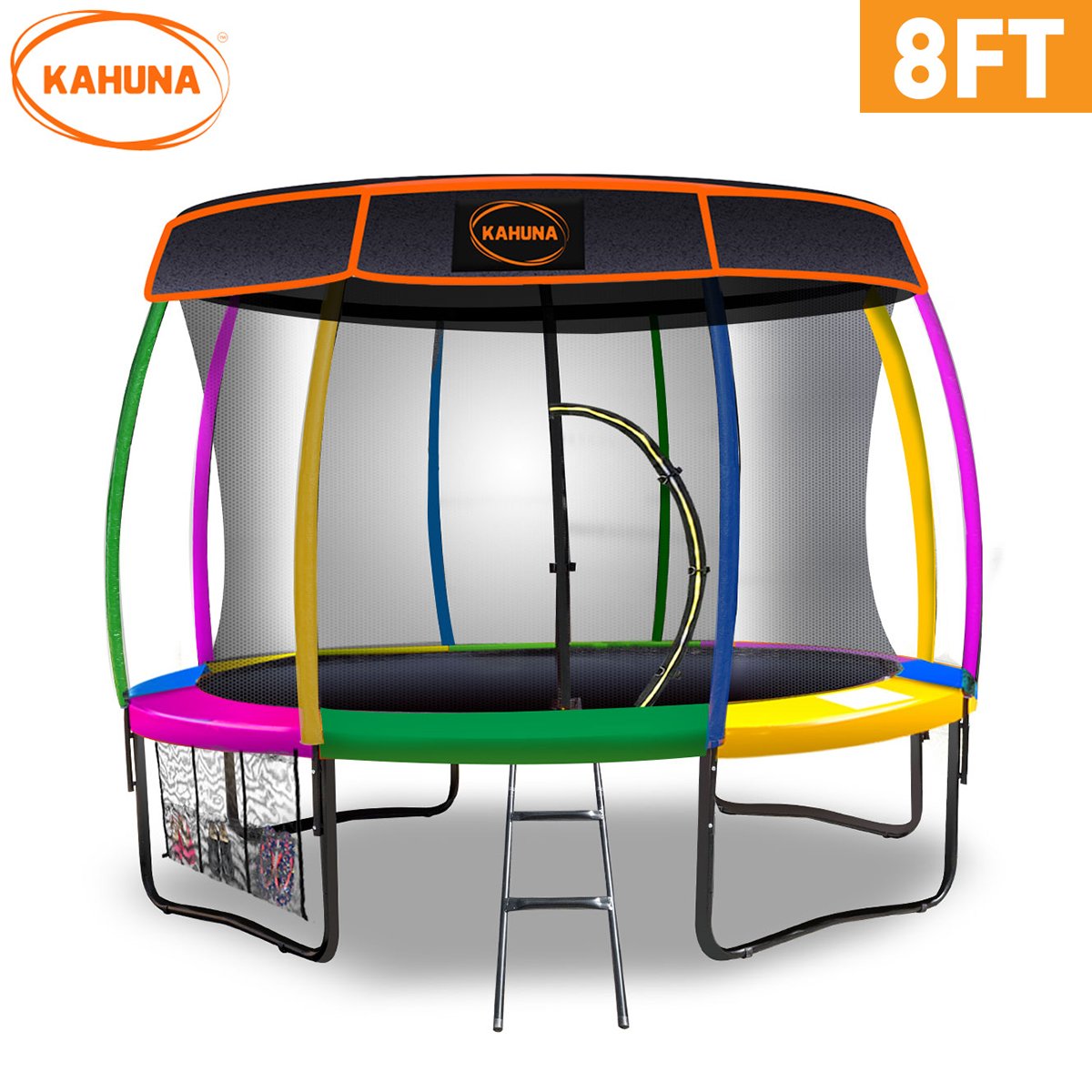 Kahuna Trampoline 8 ft with Roof - Rainbow