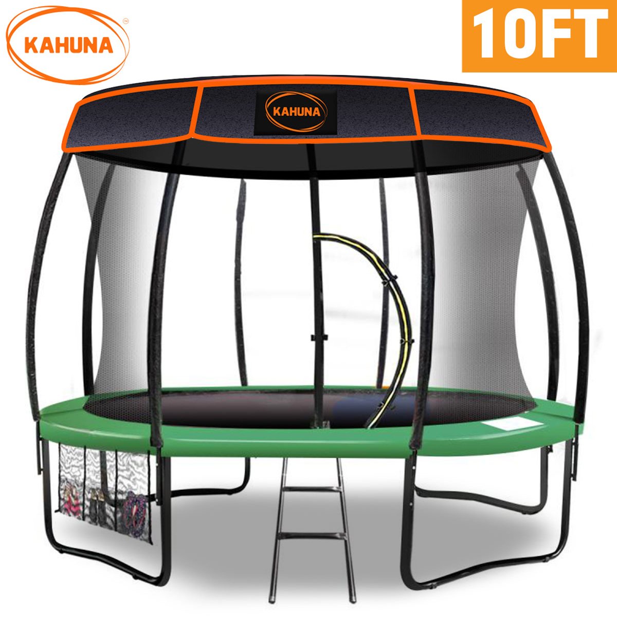 Kahuna Trampoline 10 ft with Roof - Green