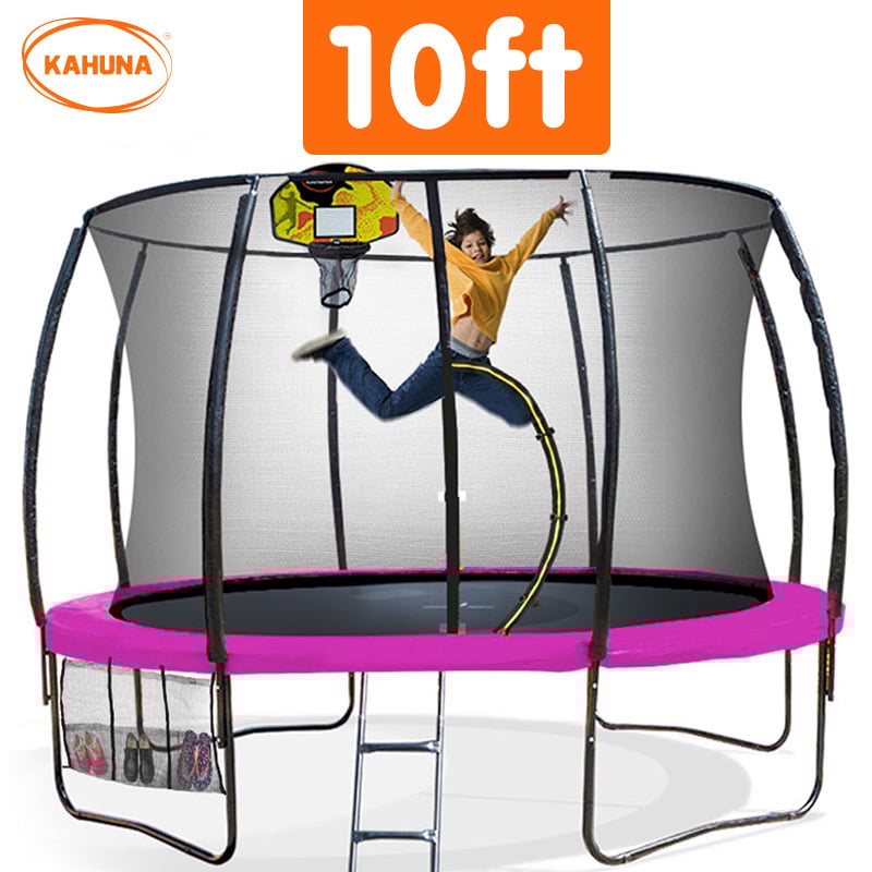 Kahuna Trampoline 10 ft with Basketball Set - Pink