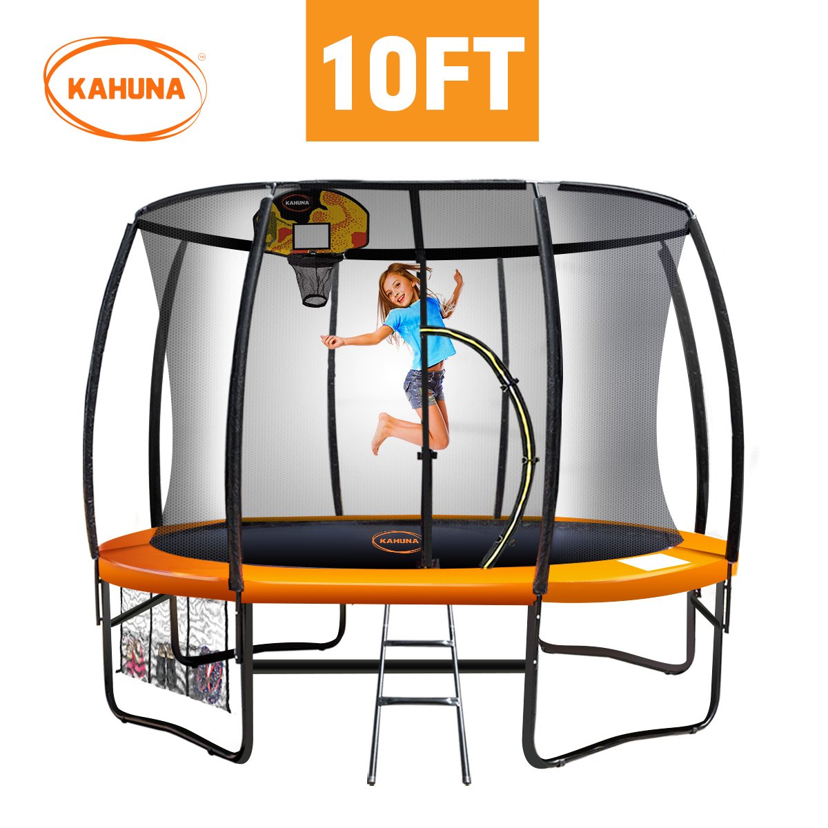 Kahuna Trampoline 10 ft with Basketball Set