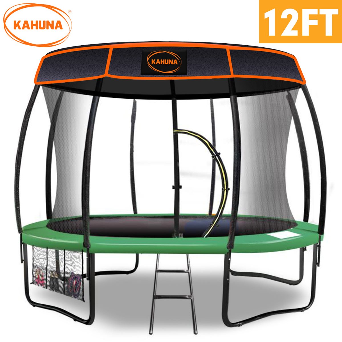 Kahuna Trampoline 12 ft with Roof - Green