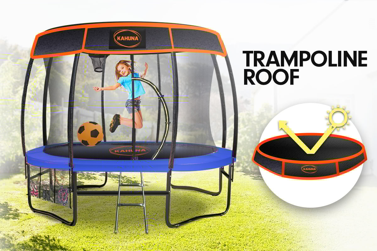 Kahuna Trampoline 14 ft with Basketball Set - Blue