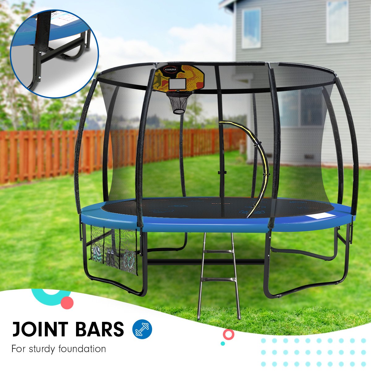 Kahuna Pro 10 ft Trampoline with Mat, Reversible Pad, Basketball Set