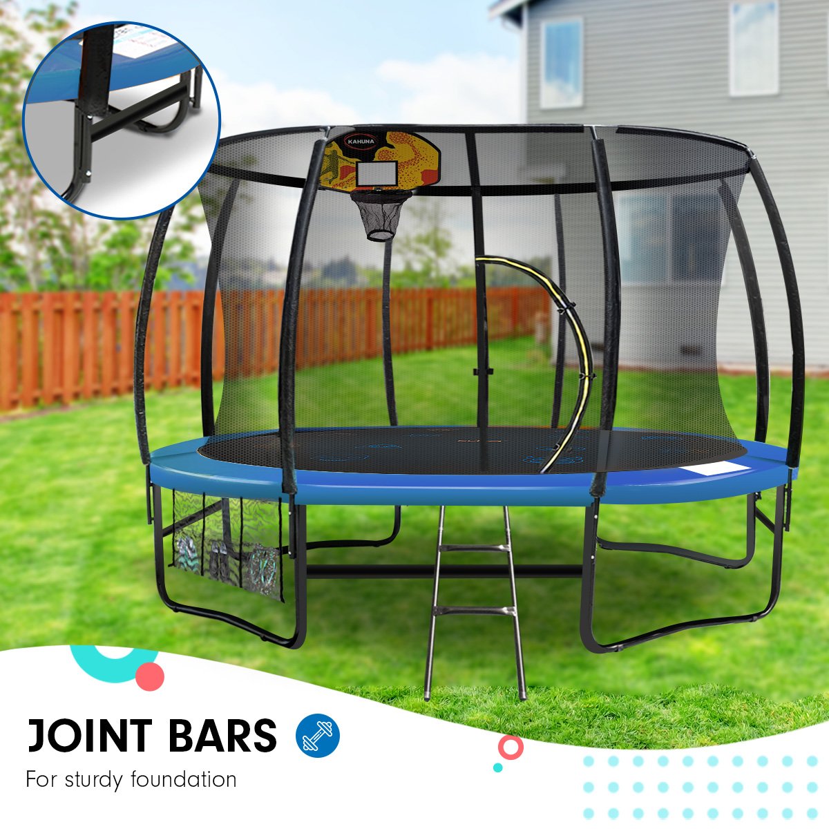 Kahuna Pro 12 ft Trampoline with Mat, Reversible Pad, Basketball Set