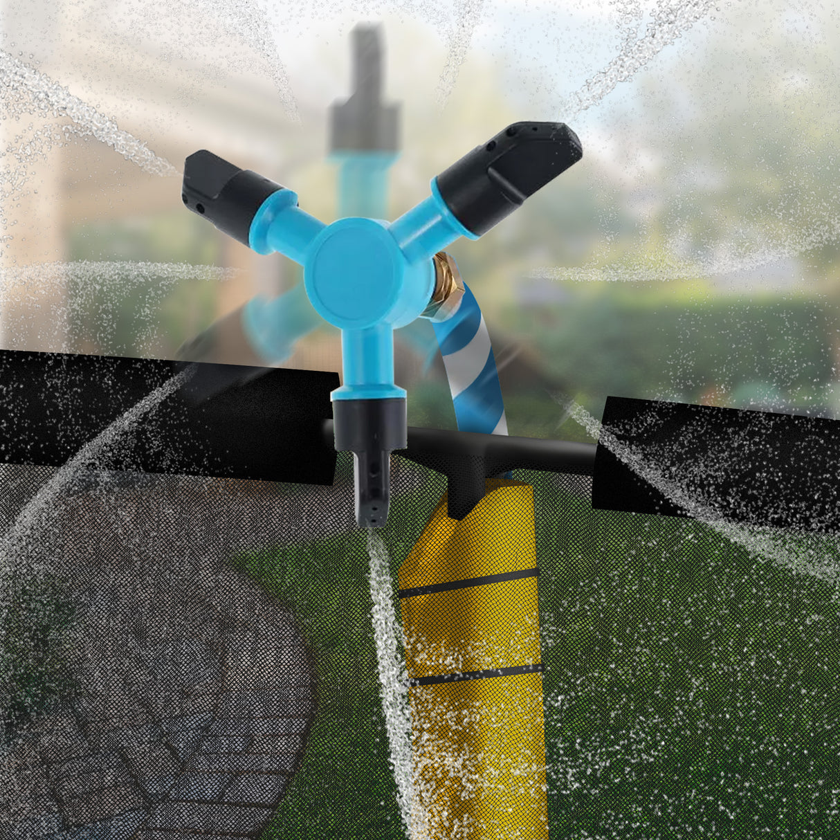 Kahuna Waterpark Rotating Trampoline Water Sprinkler Kit with Adjustable Hose