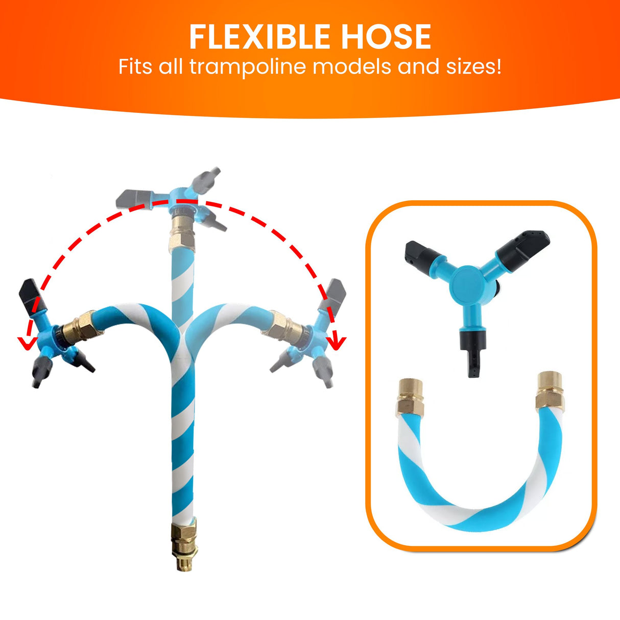 Kahuna Waterpark Rotating Trampoline Water Sprinkler Kit with Adjustable Hose