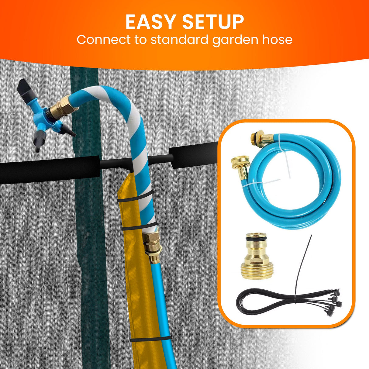 Kahuna Waterpark Rotating Trampoline Water Sprinkler Kit with Adjustable Hose