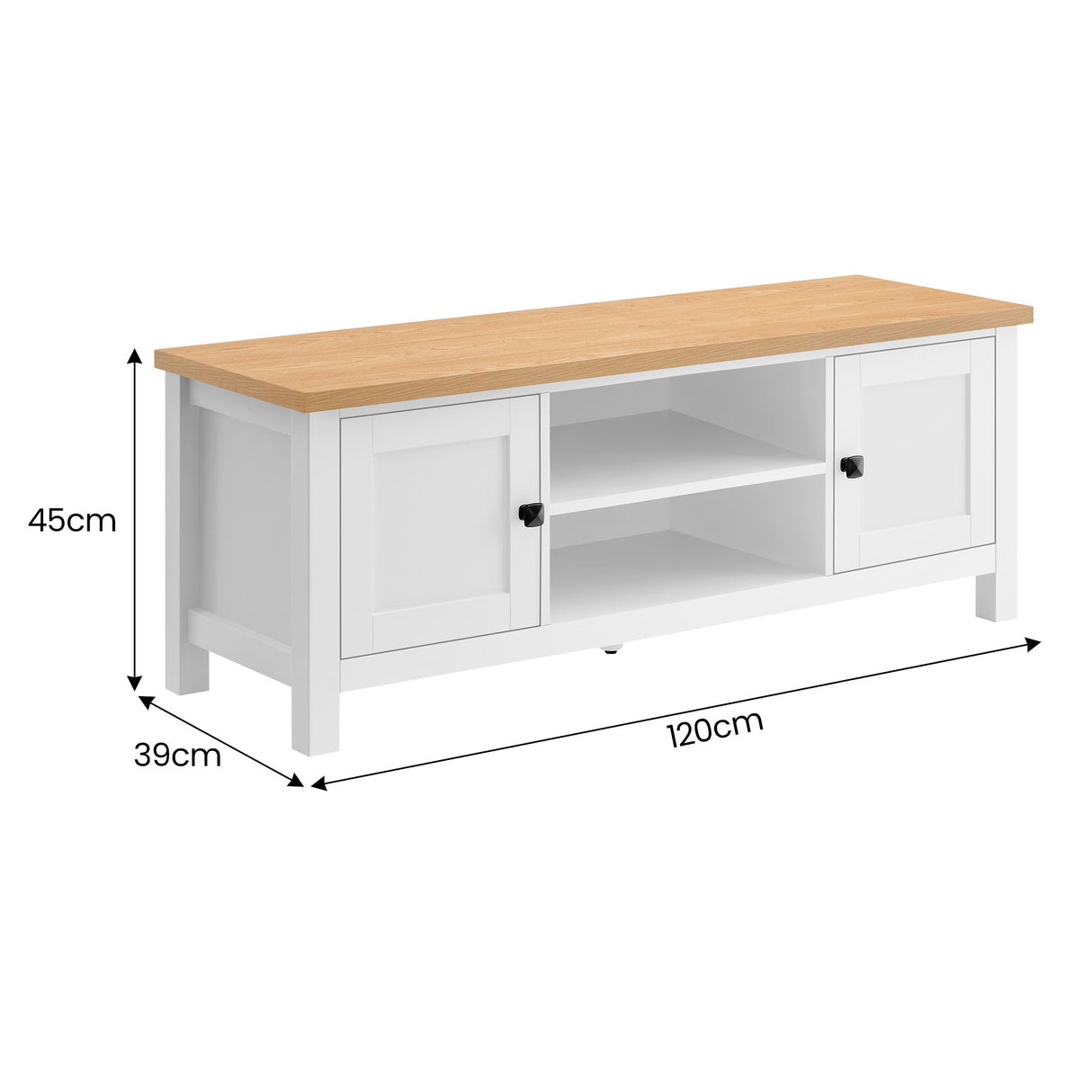 Sarantino Gio TV Stand Cabinet Cupboard in White and Natural Wood Finish