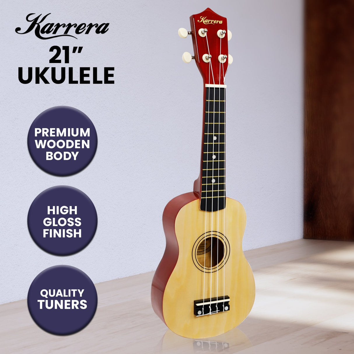 Karrera 21in Ukulele Guitar - Natural