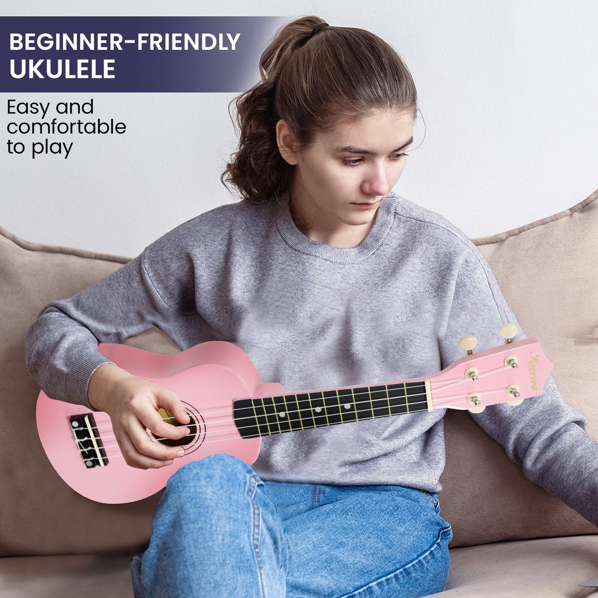 Karrera 21in Ukulele Guitar- Pink