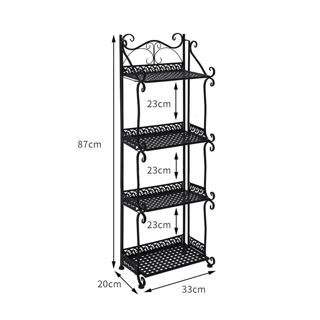Levede Plant Stand 4 Tiers Outdoor Indoor Black-2006732932802285570