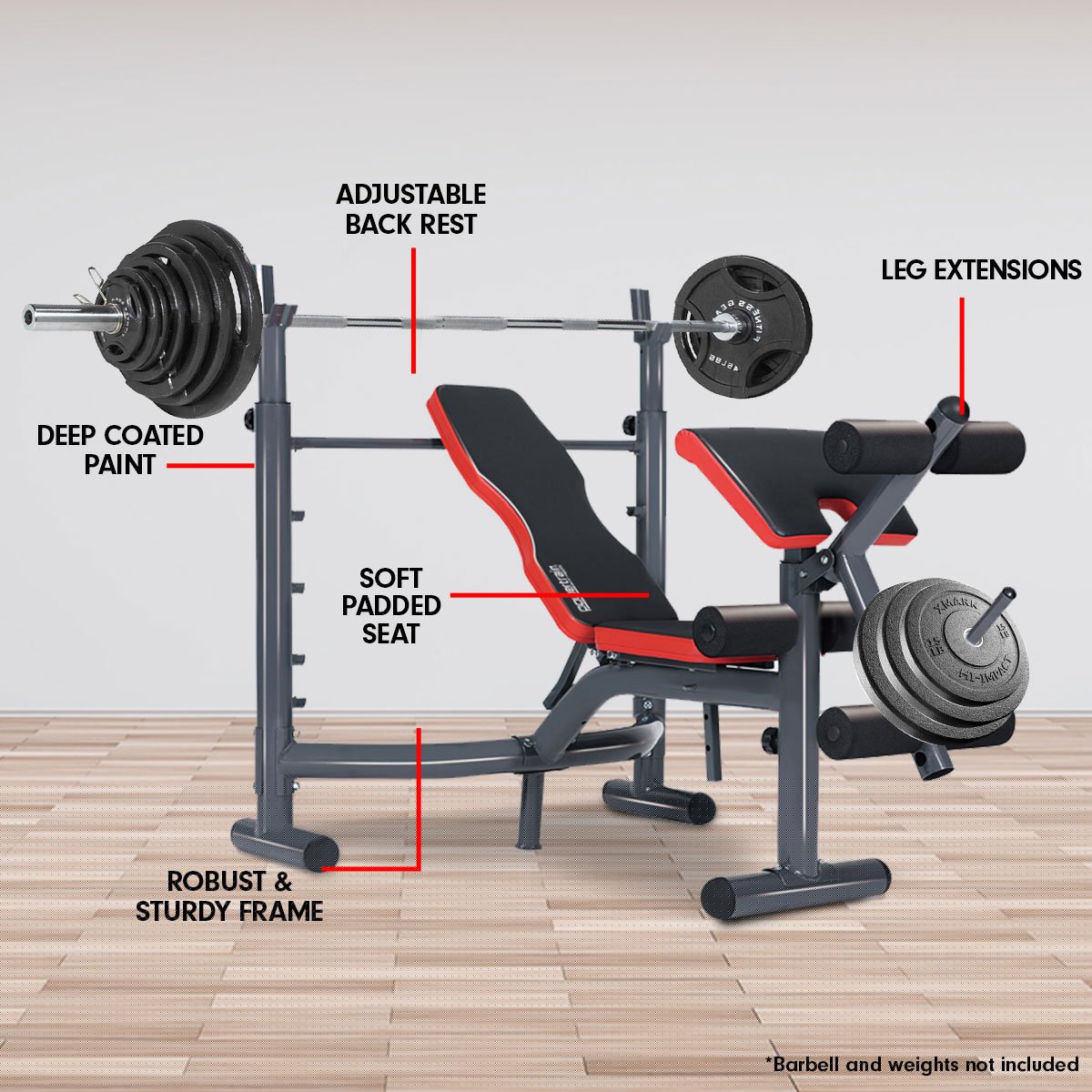 Powertrain Adjustable Weight Bench Home Gym Bench Press - 302