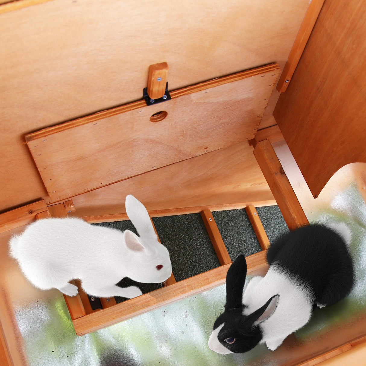 Furtastic 2-Storey Wooden Chicken Coop & Rabbit Hutch With Trough