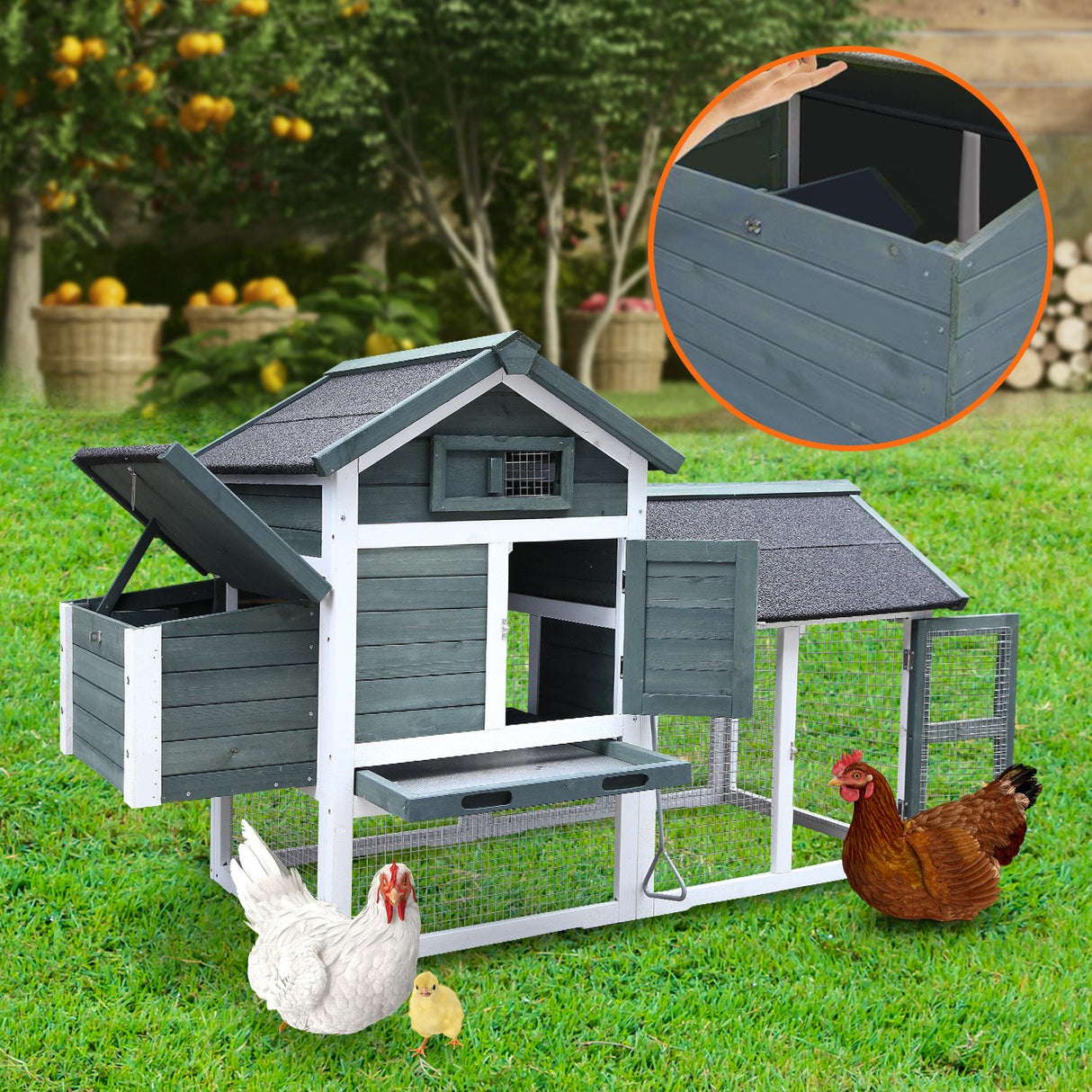 Furtastic Large Chicken Coop & Rabbit Hutch With Ramp - Green