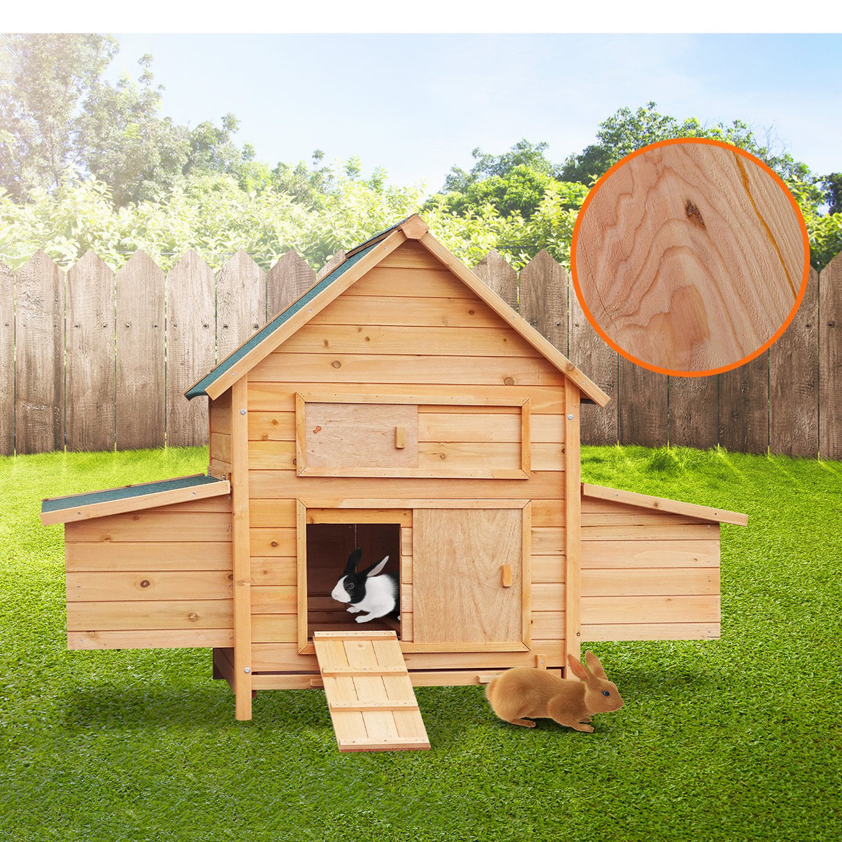 Furtastic Wooden Chicken Coop & Rabbit Hutch With Ramp Nesting Boxes