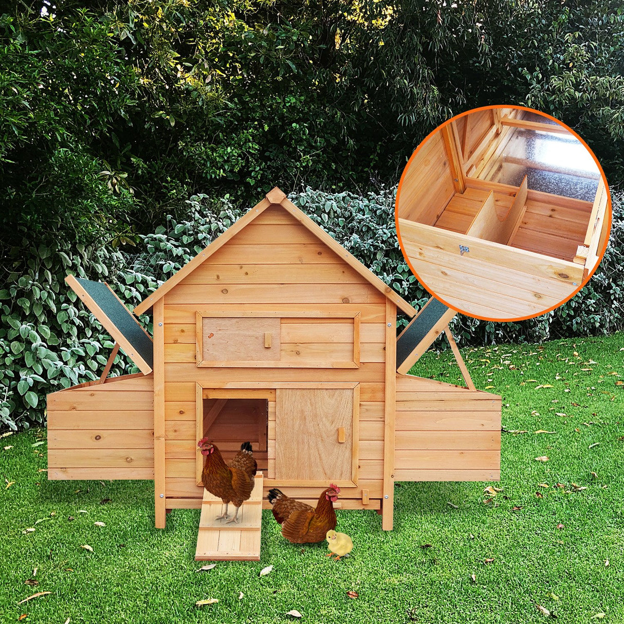 Furtastic Wooden Chicken Coop & Rabbit Hutch With Ramp Nesting Boxes