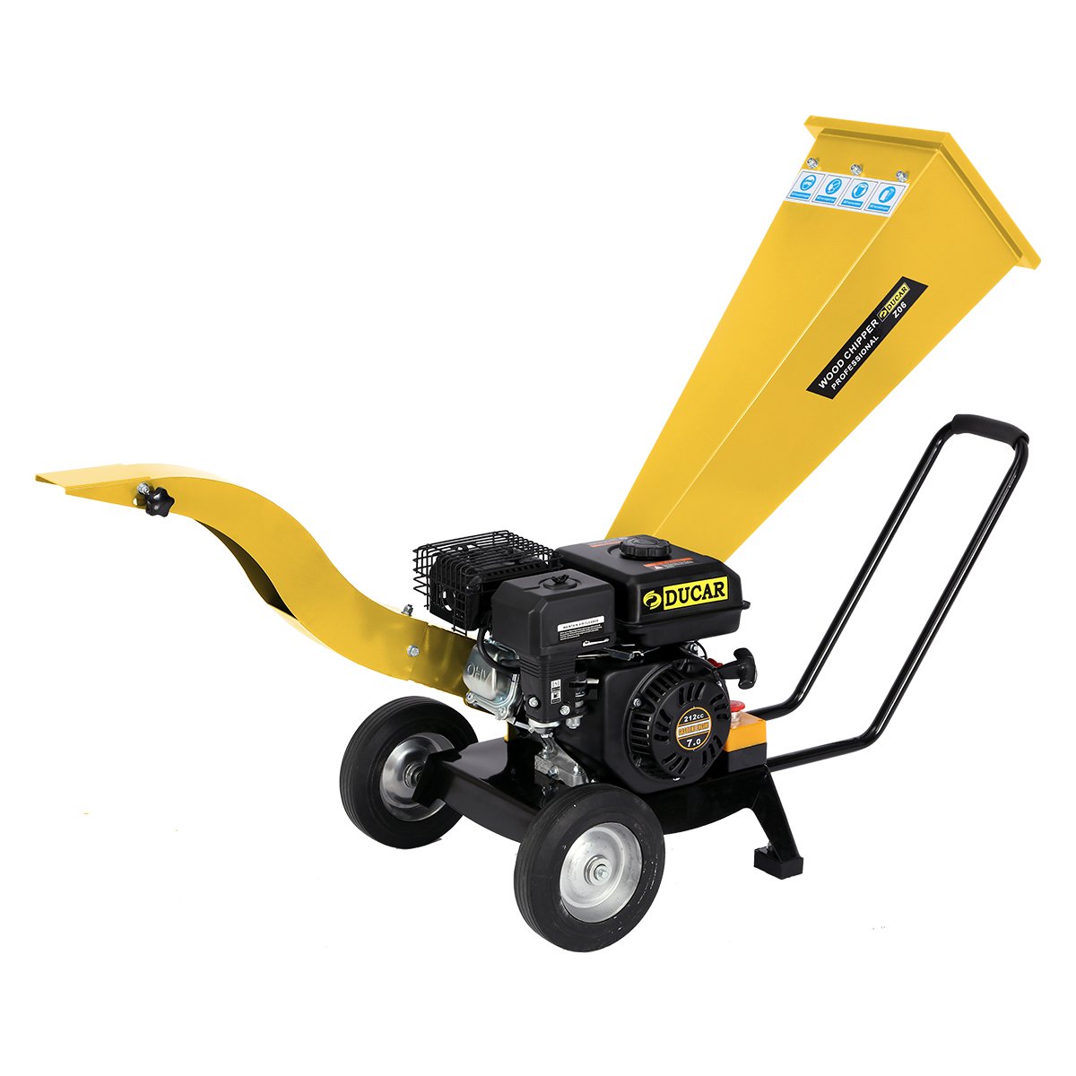 Ducar Petrol 7HP Wood Chipper Shredder Mulcher Grinder - Yellow
