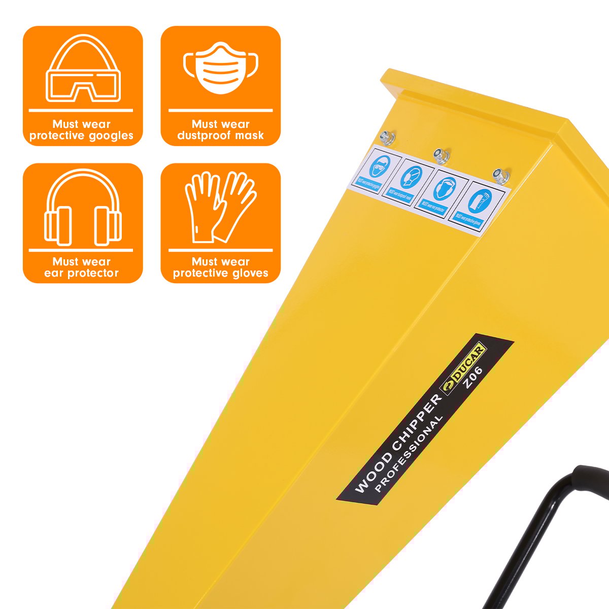 Ducar Petrol 7HP Wood Chipper Shredder Mulcher Grinder - Yellow