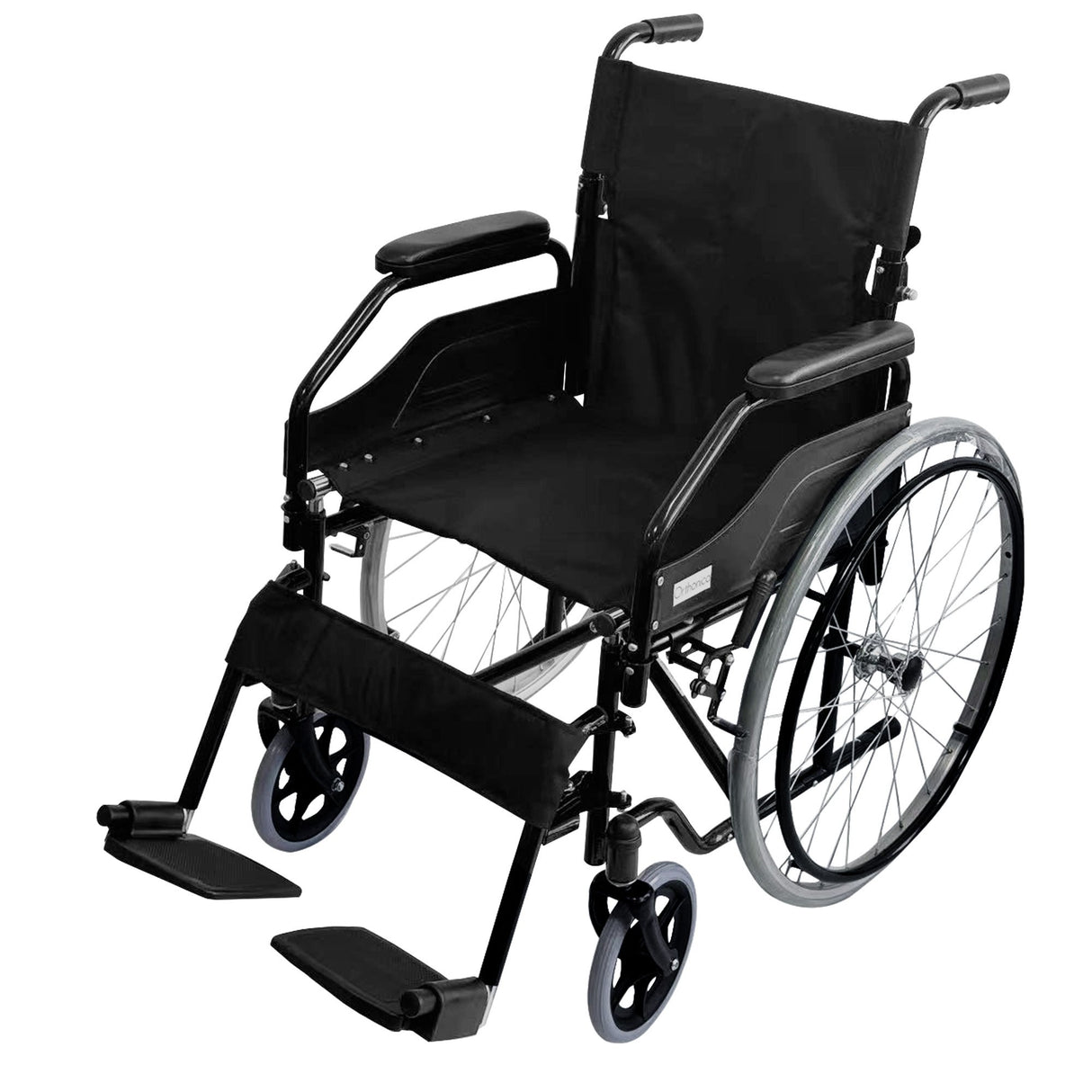 Orthonica 24in Self Propelled Foldable Steel Wheelchair - Black