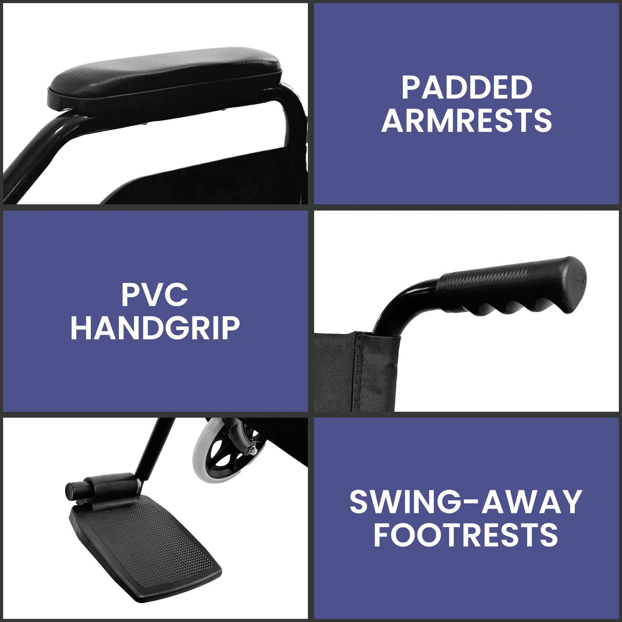 Orthonica 24in Self Propelled Foldable Steel Wheelchair - Black