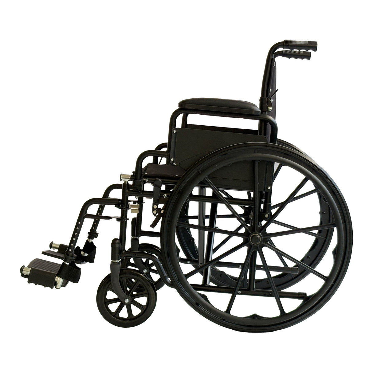 Orthonica 24in Foldable Steel Wheelchair in Black Steel Frame Heavy-Duty Disability Aid