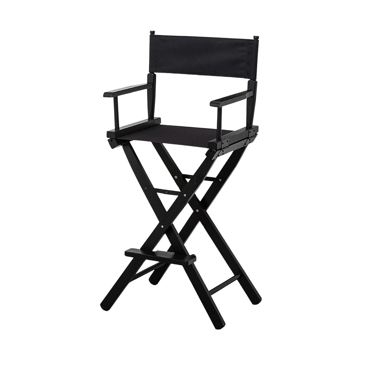 Sarantino Tall Wooden Directors Chair Kitchen Bar Stool in Black