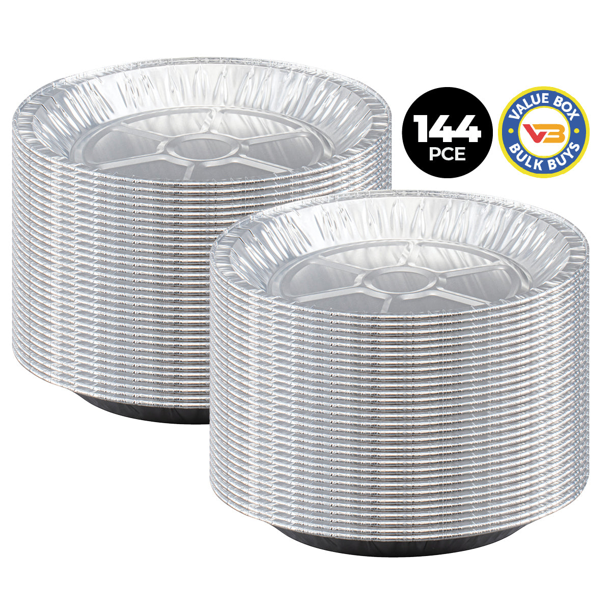 Home Master Premium 22.5cm Round Aluminium Foil Trays - 144 Pack for Cooking and Baking