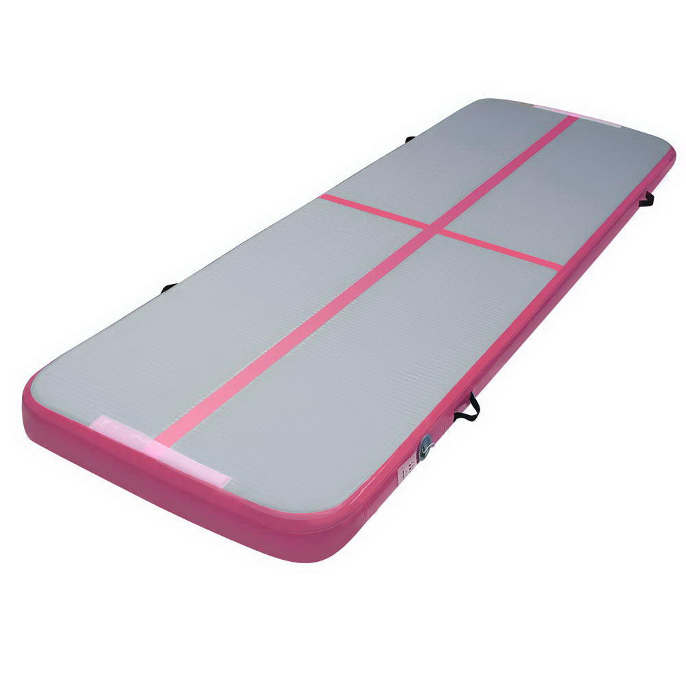Pink and Grey Inflatable Air Track Mat for Gymnastics and Cheerleading - 3m x 1m