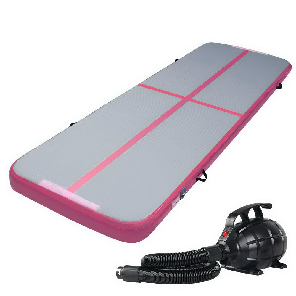 Everfit 3M Inflatable Air Track Mat with Electric Pump - Pink Tumbling Gymnastics Set